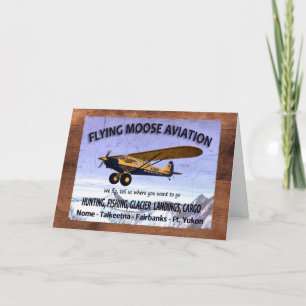 Cartão De Festividades Vintage Flying Moose Aviation Sign