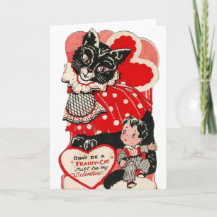 Cartão De Festividades Vintage Fraidy Cat Valentine's Day Greeting Card