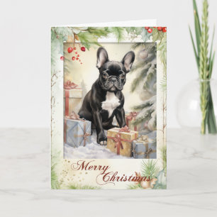 Cartão De Festividades Vintage Frenchie Christmas