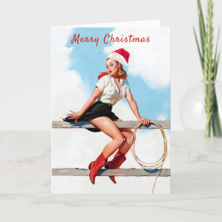 Cartão De Festividades Vintage Funny Retro Pin Up Girl Christmas