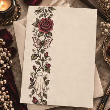 Vintage Ghost Rose Butterfly Gótico