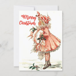 Cartão De Festividades Vintage Girl Christmas