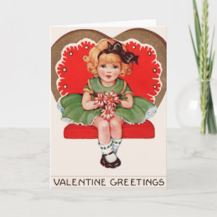 Cartão De Festividades Vintage Girl in Heart Namorados Greeting Card