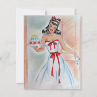 Vintage Girl with Birday Cake