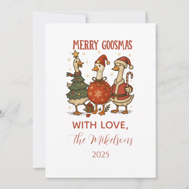 Cartão De Festividades Vintage Goose Christmas (Frente)