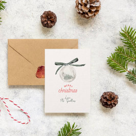 Cartão De Festividades Vintage Green e White Christmas Ball