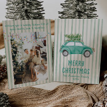 Vintage Green Quirky Mão Desenhada Árvore De Carro