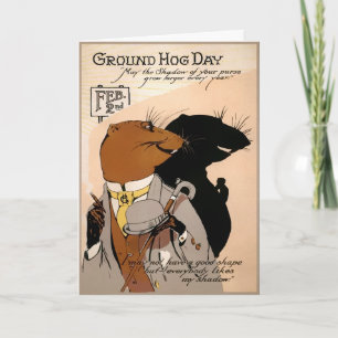 Cartão De Festividades Vintage Groundhog Day Shadow Card
