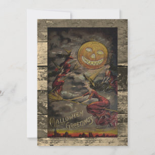 Cartão De Festividades Vintage Halloween Editável Engraçado
