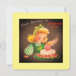 Cartão De Festividades Vintage Happy Birthday Girl explodiu velas