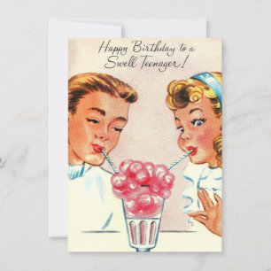 Cartão De Festividades Vintage Happy Birthday Swell Teenager Holiday Card