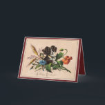 Cartão De Festividades Vintage Happy Christmas Dog<br><div class="desc">Esta carta de boas-vindas apresenta uma imagem vintage de um cão e flores com desejos de "Um Feliz Natal". O dentro diz: "Que a Alegria e o Amor do Natal,  encham o vosso coração e casa"! Um doce cartão para enviar para a família e amigos para os feriados!</div>