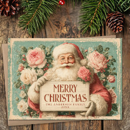 Cartão De Festividades Vintage Happy Papais noeis Natal