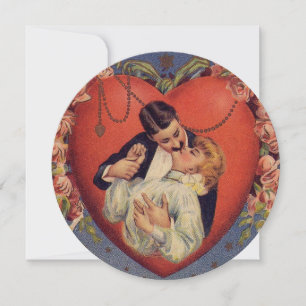 Cartão De Festividades Vintage Heart Day Leva Kiss