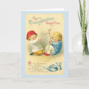 Cartão De Festividades Vintage - Hearty Thanksgiving Greetings,