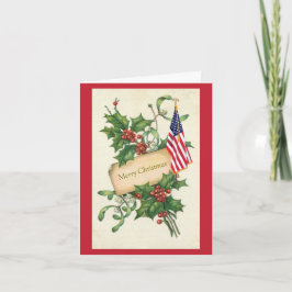 Cartão De Festividades Vintage Holly Berries American Flag