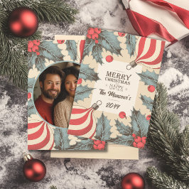 Cartão De Festividades Vintage Holly Christmas