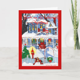 Cartão De Festividades Vintage House Vintage de Natal antigo, desornada