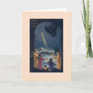 Cartão De Festividades Vintage Hungarian Angels Christmas Card