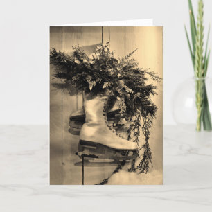 Cartão De Festividades Vintage Ice Skates