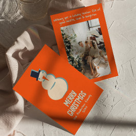 Cartão De Festividades Vintage Illustrated Red Cream Snowman Natal