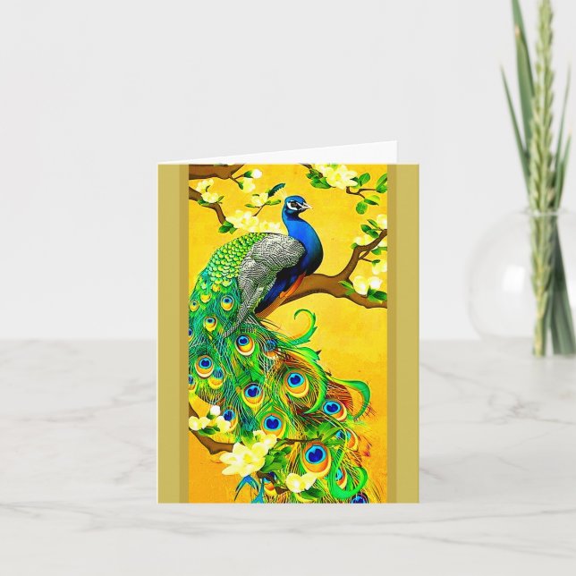 Cartão De Festividades Vintage Indian Blue Peacock (Frente)