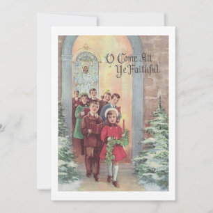 Cartão De Festividades Vintage Infância De Natal Na Igreja