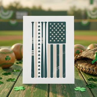 Cartão De Festividades Vintage Irish American Flag Shamrock Pride Art