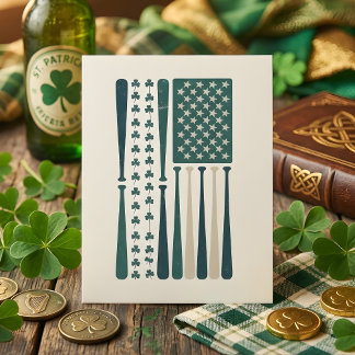 Cartão De Festividades Vintage Irish American Shamrock Flag Art