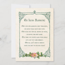 Cartão De Festividades Vintage Irish Blush w/Shamrocks & Rustic Frame