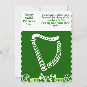 Cartão De Festividades Vintage Irish Harp Saint Patricks Day Sorck Celtic
