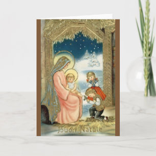 Cartão De Festividades Vintage Italian Religious Christmas Greeting Card
