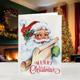 Cartão De Festividades Vintage Jolly Santa Claus, personalização mágica d