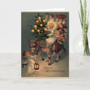 Cartão De Festividades Vintage Klappkarte "Frohe Weihnachten"