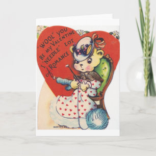 Cartão De Festividades Vintage Knitting Valentine's Day Greeting Card