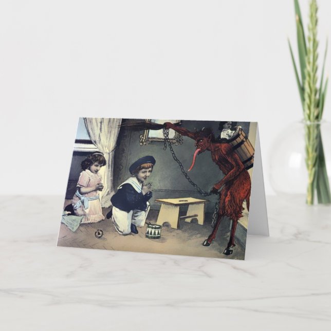 Cartão De Festividades Vintage Krampus Christmas (Frente)