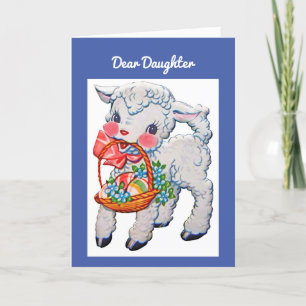 Cartão De Festividades Vintage Lamb With Basket Holiday Card
