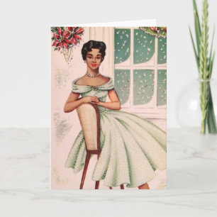 Cartão De Festividades Vintage Linda Mulher Americana Africana
