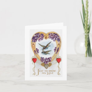 Cartão De Festividades Vintage Lovebirds Bluebirds Valentine's Day Card