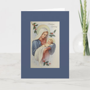 Cartão De Festividades Vintage Madonna and Child Christmas Greeting Card