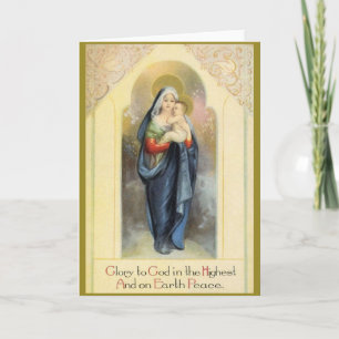 Cartão De Festividades Vintage Madonna e Child Christmas Card