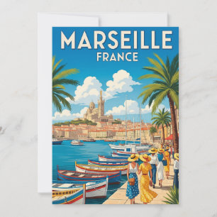 Cartão De Festividades Vintage Marseille France Viagem