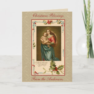 Cartão De Festividades Vintage Mary Madonna Baby Jesus Religião