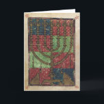 Cartão De Festividades Vintage Menorah, Festival das Luzes Feliz Hanukkah<br><div class="desc">Ilustração Vintage da Judaica religiosa apresentando uma antiga Menorah com velas. Feliz Hanukkah Chanukah,  Chanukkah ou Chanuka! O Festival das Luzes e o Banquete da Dedicação,  é um feriado judeu de oito dias.</div>