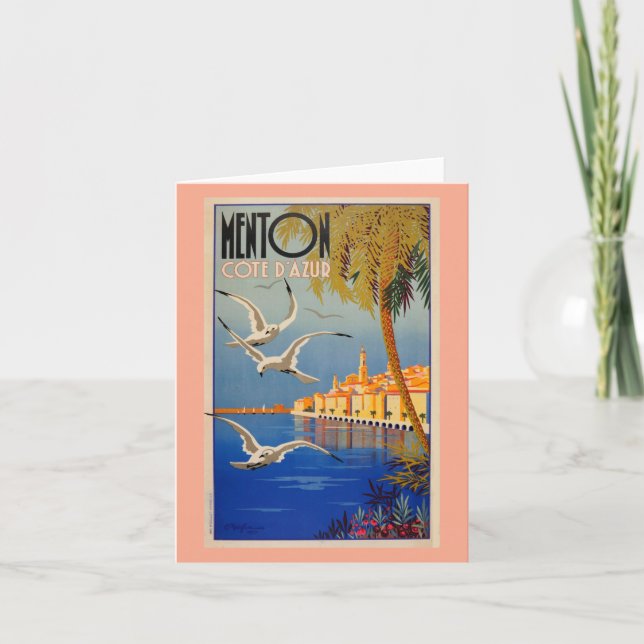 Cartão De Festividades Vintage Menton CoTe D'azur (Frente)