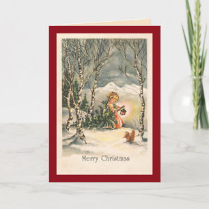 Cartão De Festividades Vintage Merry Christmas Custom Greeting Card