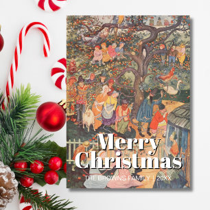 Cartão De Festividades Vintage Merry Christmas Enchied Tree Bosschère