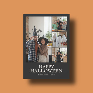 Cartão De Festividades Vintage Minimal Halloween 5 Foto Preto