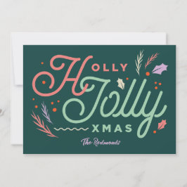 Cartão De Festividades Vintage Modern Pine Green Xmas card