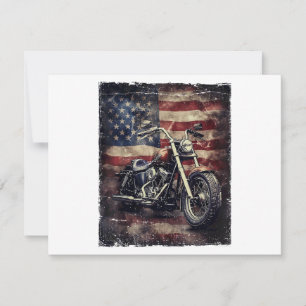 Cartão De Festividades Vintage Motorcycle USA Flag Retro Biker American
